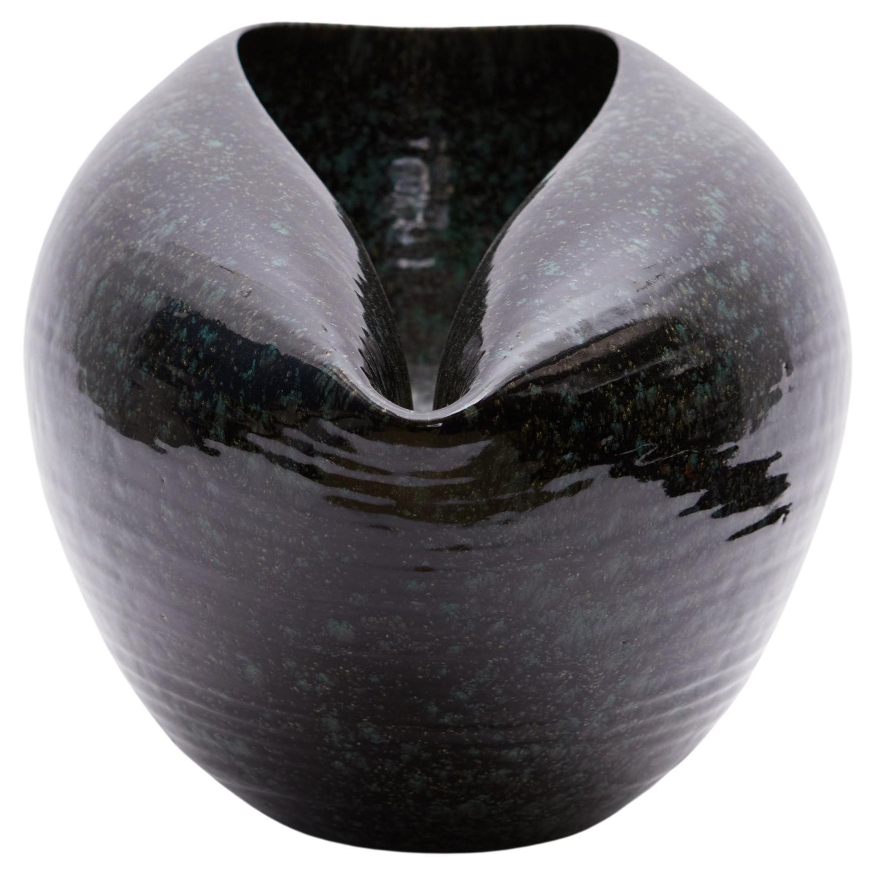 Medium Large Black Cosmic Oval Open Form, Vessel No.106, Ceramic Sculpture | 1stDibs