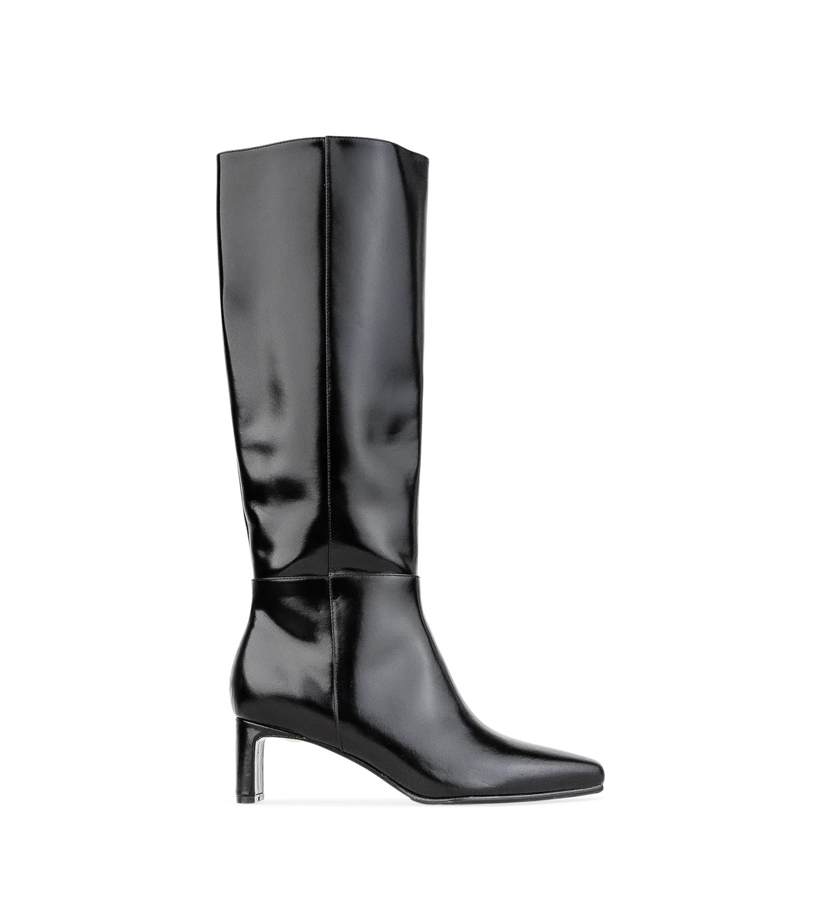 Cacique Black Boxed Leather Knee High Boots | Bared Footwear | Bared Footwear
