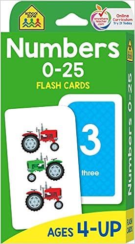 School Zone - Numbers 0-25 Flash Cards - Ages 4 to 6, Preschool, Kindergarten, Math, Addition, Su... | Amazon (US)