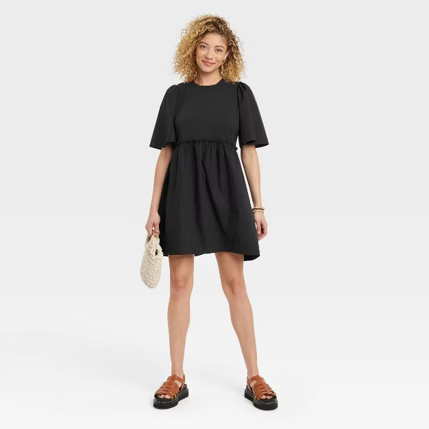 Women's Flutter Short Sleeve Knit Woven Dress - A New Day™ | Target