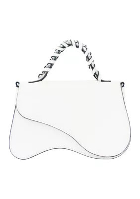 BCBGeneration Asymmetrical Flap Woven Chain Top Handle Crossbody | Belk