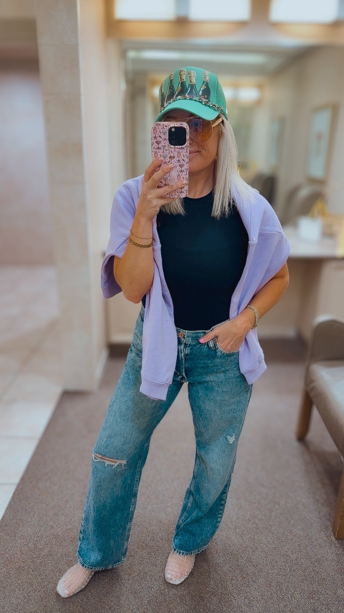 Today’s running errands outfit 
these jeans are sooooooo good on sale - size 28
Sweatshirt size large 