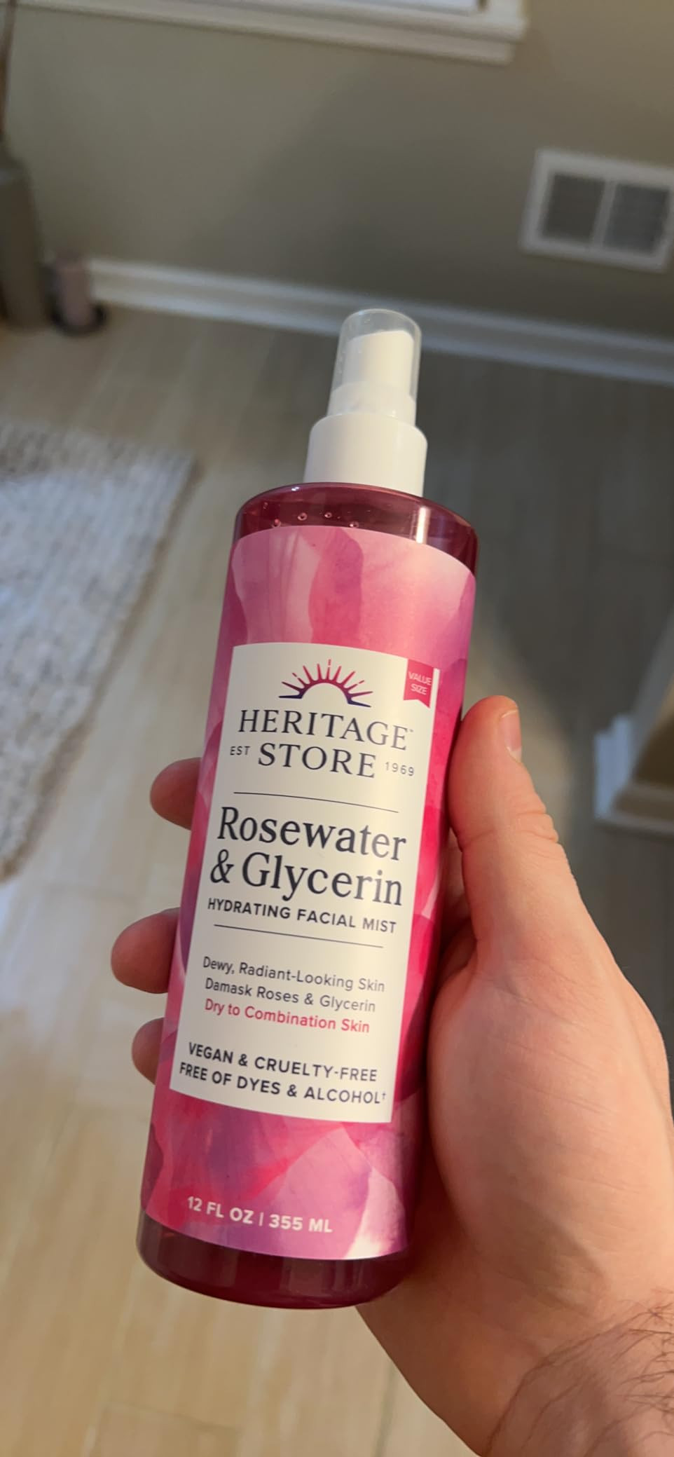 Heritage Store Rosewater and Glycerin Hydrating Facial Mist for Dry Combination Skin Care | Amazon (US)