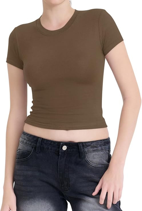 Women's Short Sleeve Crop Top, Casual Summer Fashion | Amazon (US)