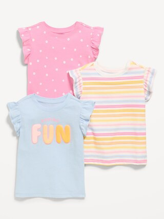 Short Ruffle-Sleeves T-Shirt 3-Pack for Toddler Girls | Old Navy (US)