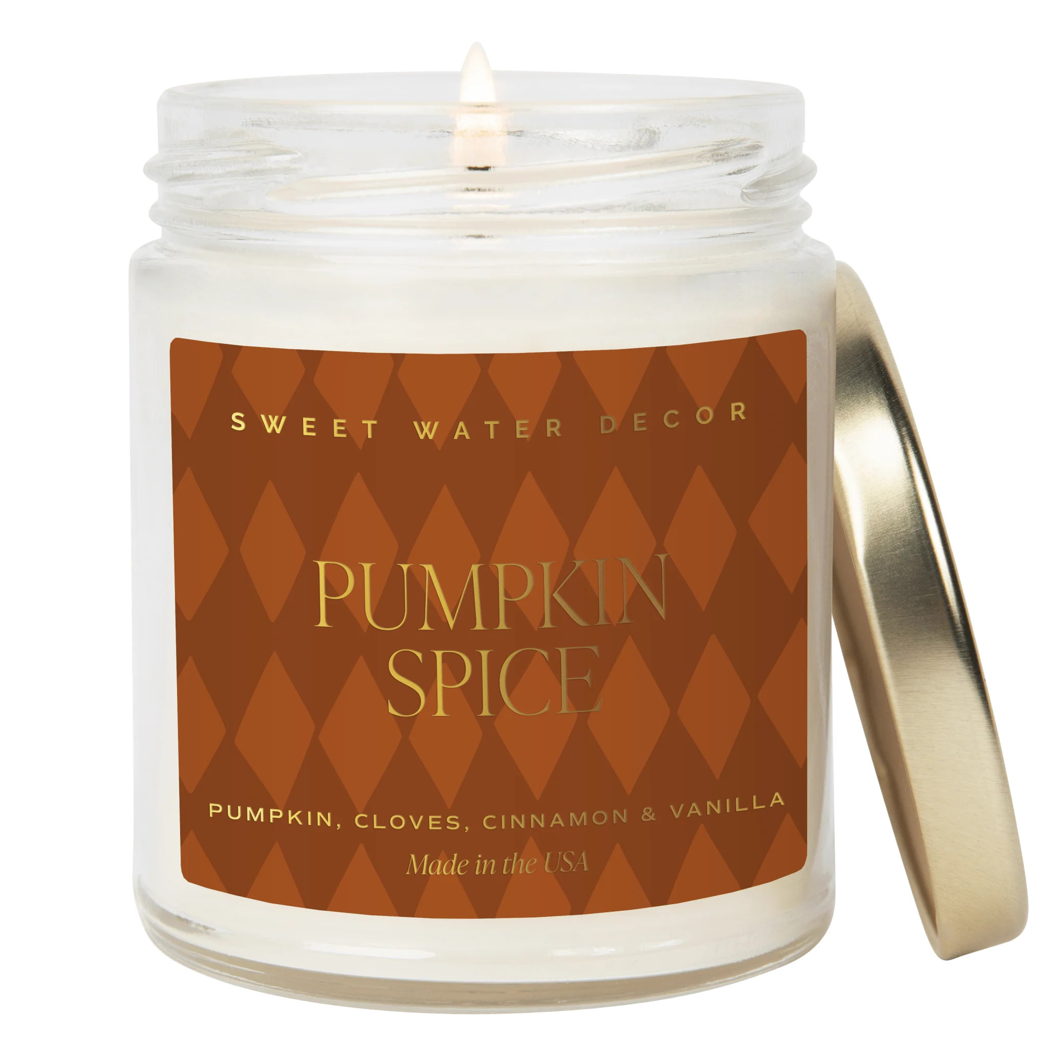 Pumpkin Spice Soy Candle | 9oz. Clear Jar | Sweet Water Decor, LLC