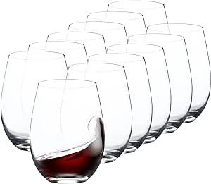 FAWLES Crystal Stemless Wine Glasses Set of 12, 15 Ounce Smooth Rim Standard Wine Glass Tumbler f... | Amazon (US)