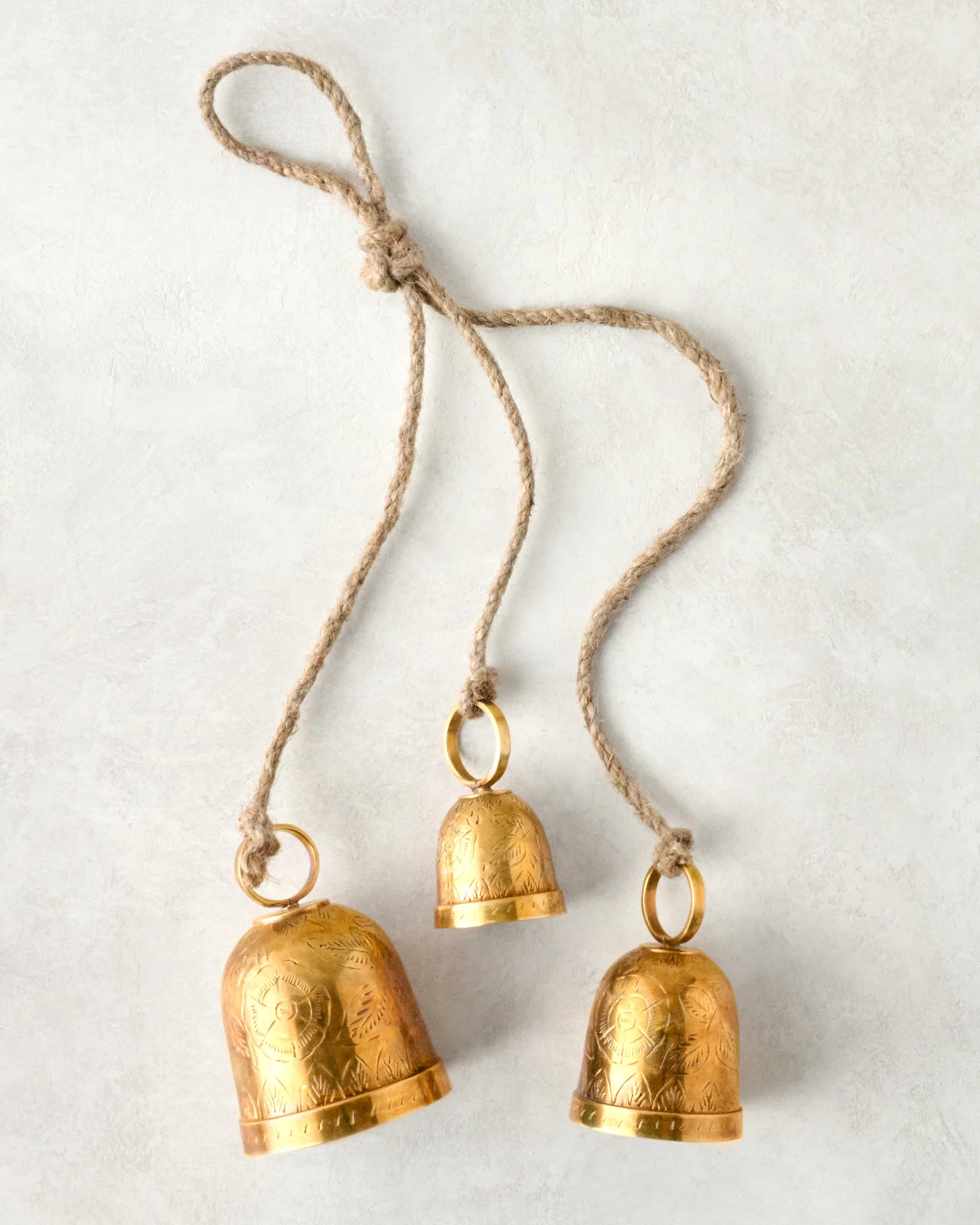 Etched Brass Hanging Bells | Magnolia