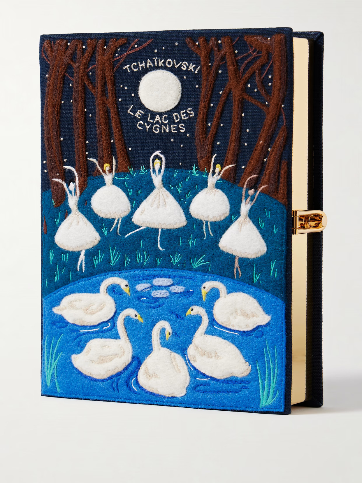 Olympia Le-Tan - Ballet Le Lac Des Cygnes Embroidered Appliquéd Canvas Clutch - Blue | NET-A-PORTER (US)