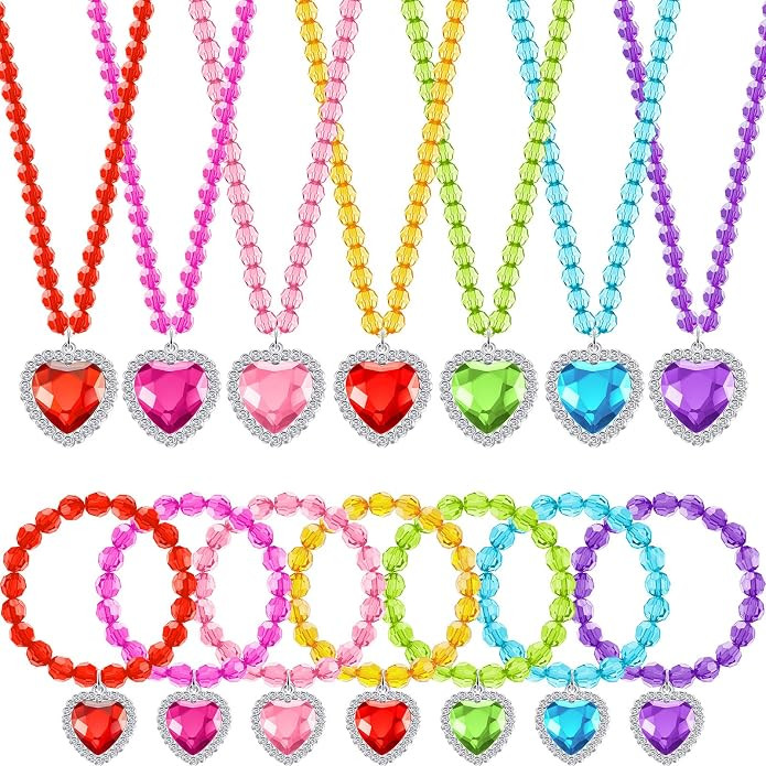 7 Sets Girl Dress up Jewelry Toddler Jewelry Princess Bracelet Necklaces Kids Costume Jewelry Set... | Amazon (US)