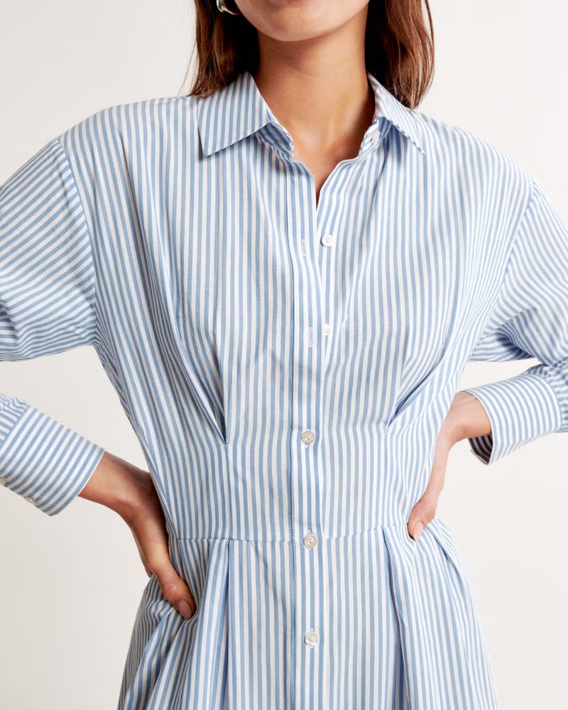 Long-Sleeve Poplin Shirt Dress | Abercrombie & Fitch (US)