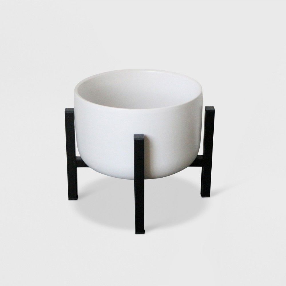 8"" Ceramic Planter With Stand White/Black - Project 62 | Target