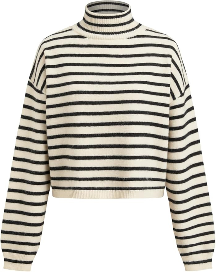 CIDER Cropped Sweaters for Women Pear Cute Turtleneck Sweater Long Sleeve Y2K Lantern Sleeve Pull... | Amazon (US)