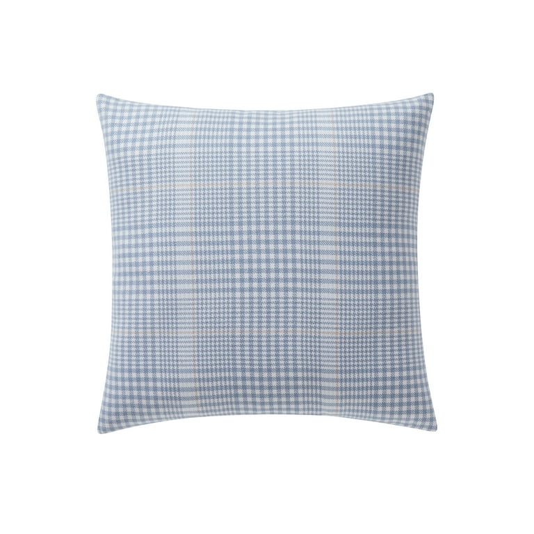 My Texas House 20" x 20" Bowie Blue Plaid Stripe Reversible Cotton-Rich Decorative Pillow - Walma... | Walmart (US)