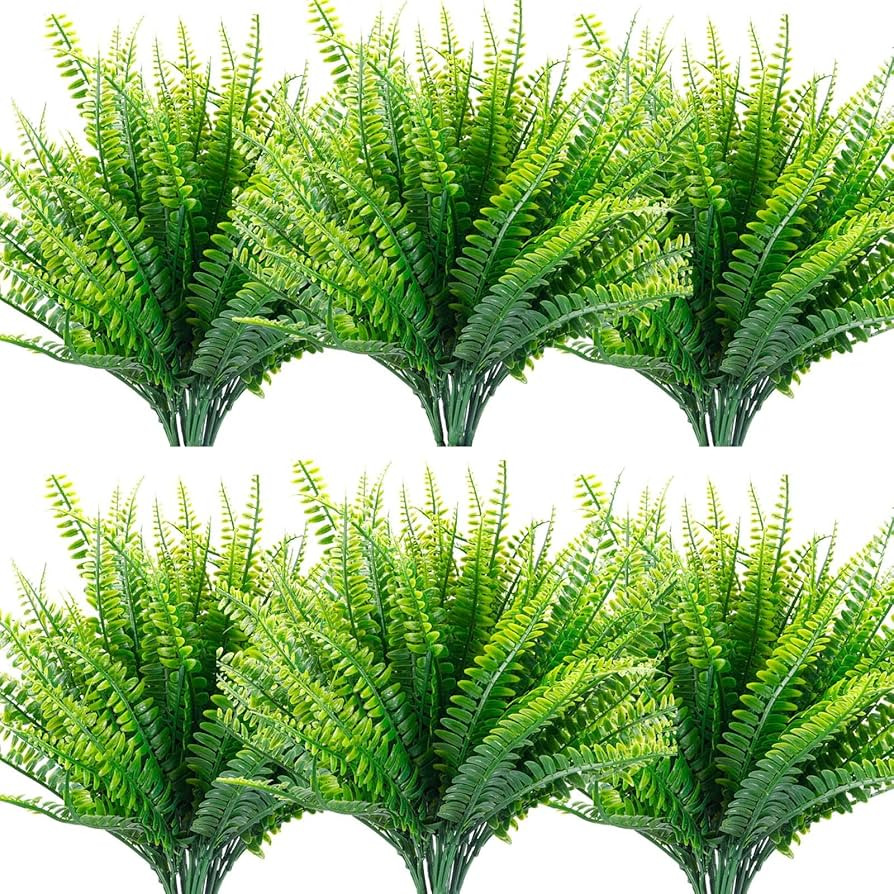 TELDRASSIL 18 Pcs Artificial Ferns Plants Bushes Fake Boston Fern Shrubs Plastic Plant Greenery f... | Amazon (US)