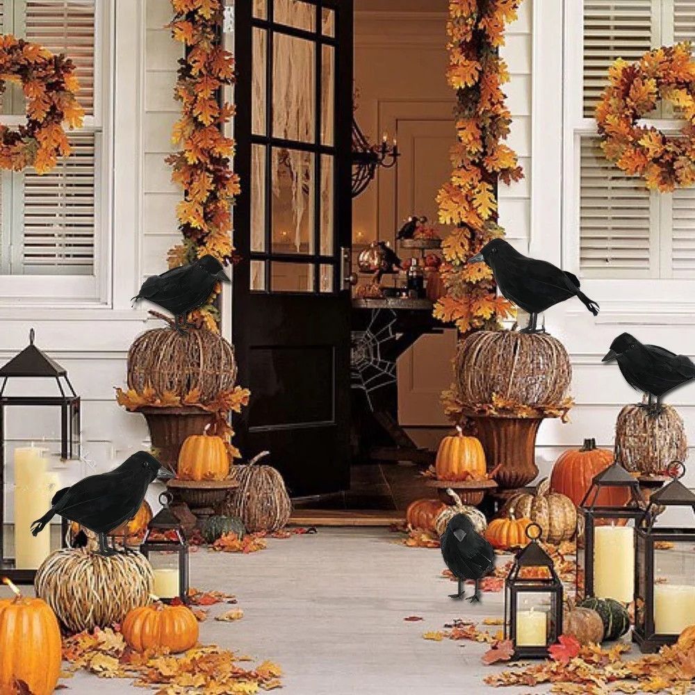Hot Halloween Decor 3/5/10PCS Spooky Black Feathered Lifelike Scary Halloween Raven Crow Prop Dec... | Walmart (US)