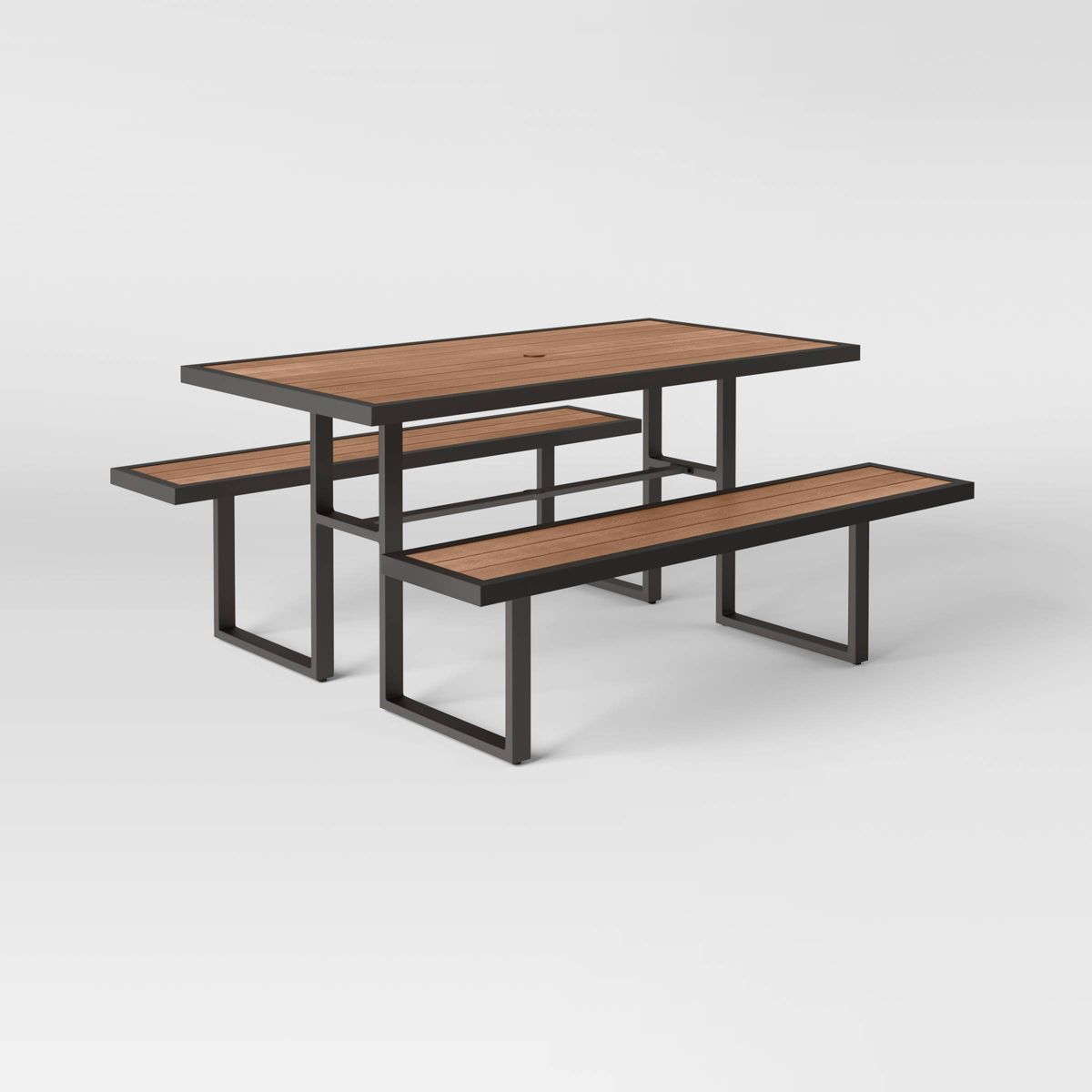 Bryant Faux Wood Rectangle Patio Picnic Table - Gray/Natural Wood - Threshold™ | Target