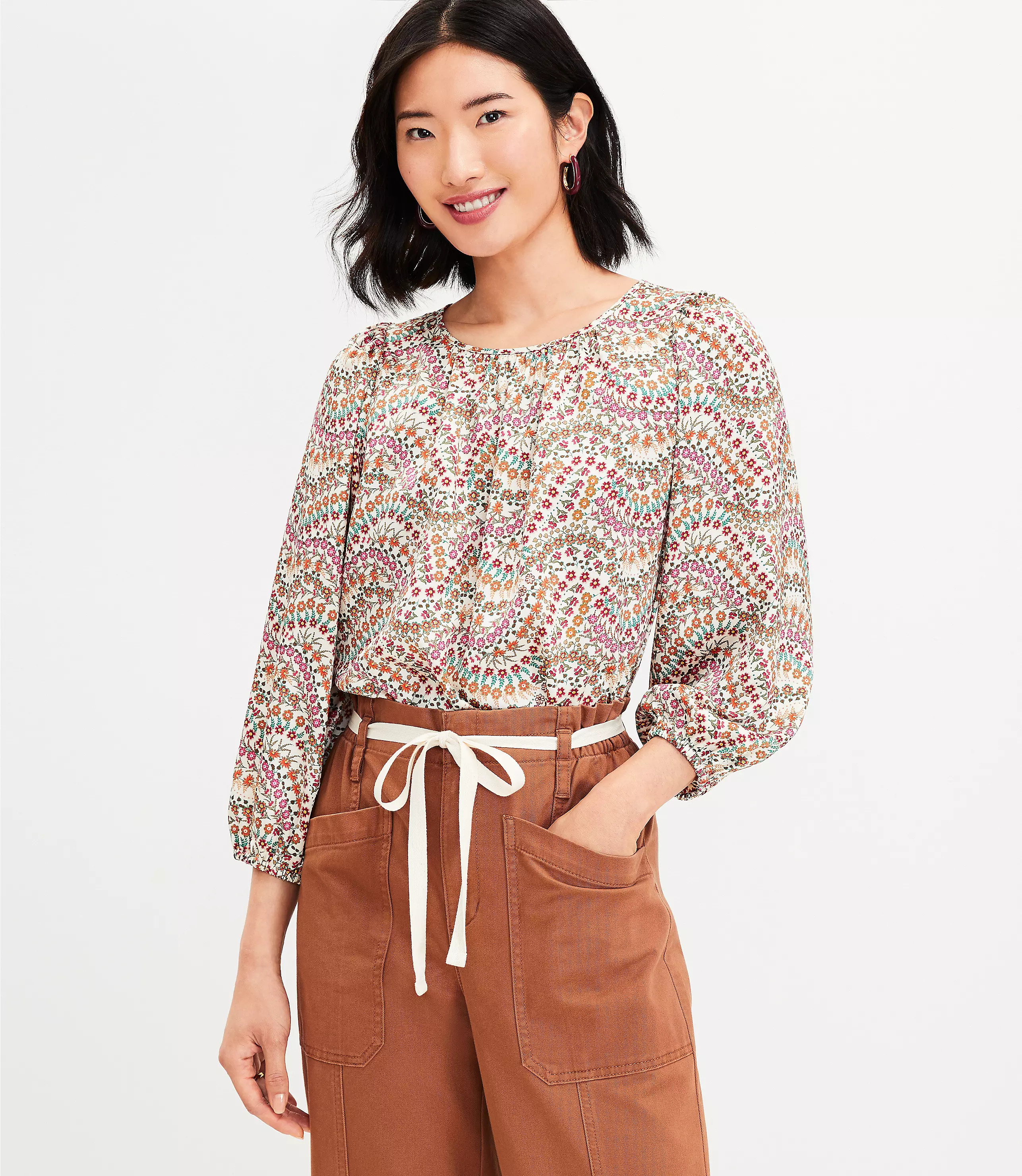 Garden Shirred Blouse | LOFT