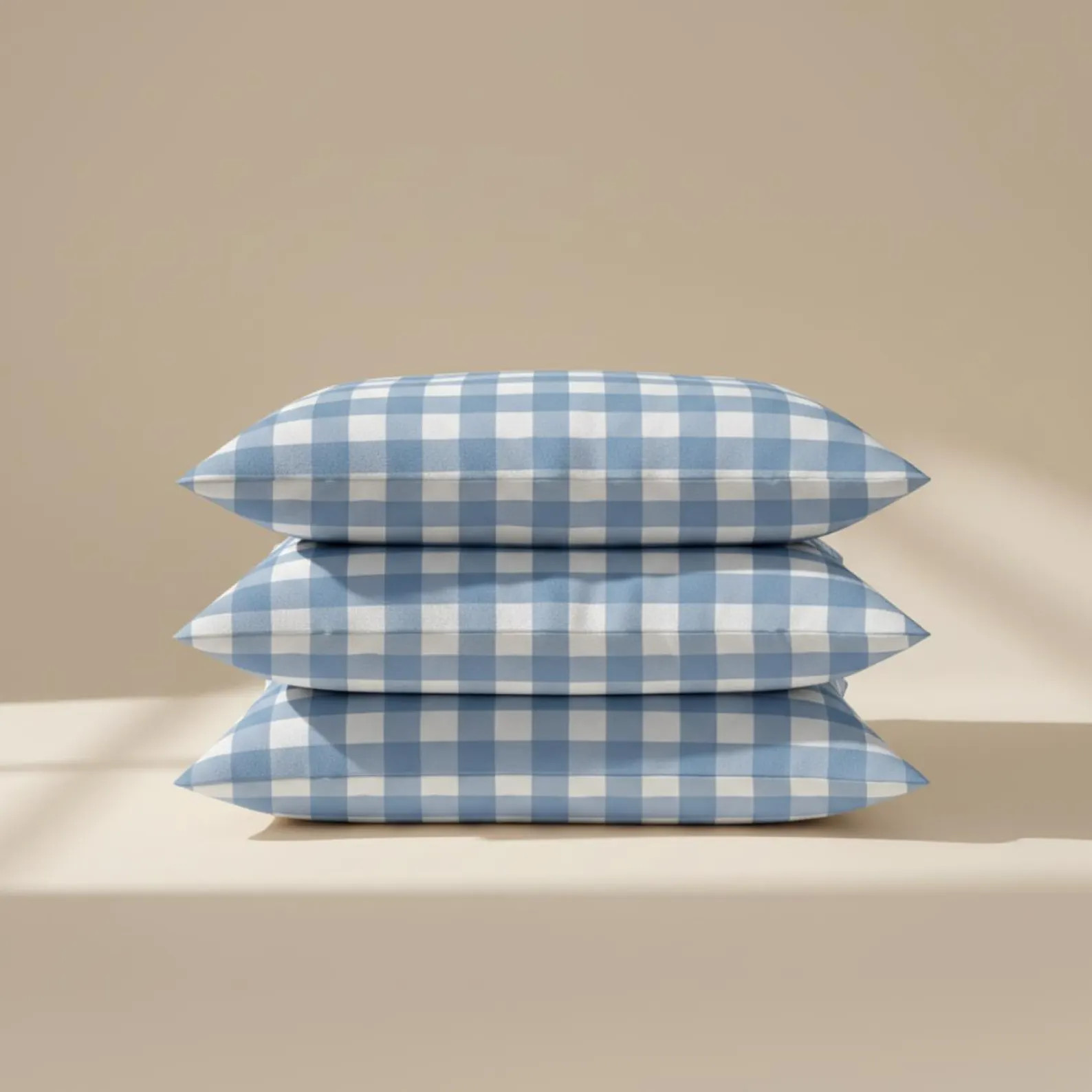 Gingham Blue Lumbar Pillow Spring Guest Room Lumbar Decorative Farmhouse Neutral Brown Gingham Cu... | Etsy (Global)