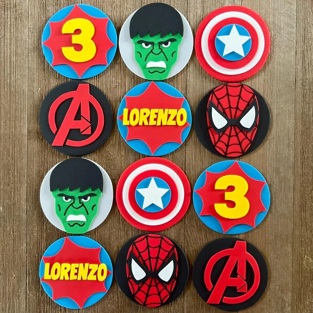 Avengers Cupcake Toppers Edible Fondant Superhero Cupcake Toppers for Avengers Birthday Marvel Ca... | Etsy (US)