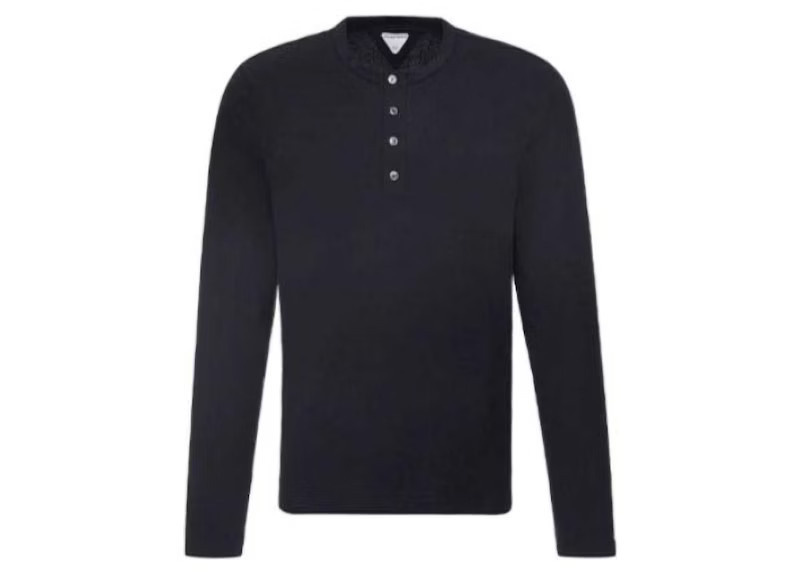 Men's Bottega Veneta ButtonUp Long Sleeve T-Shirt in Navy Blue | StockX