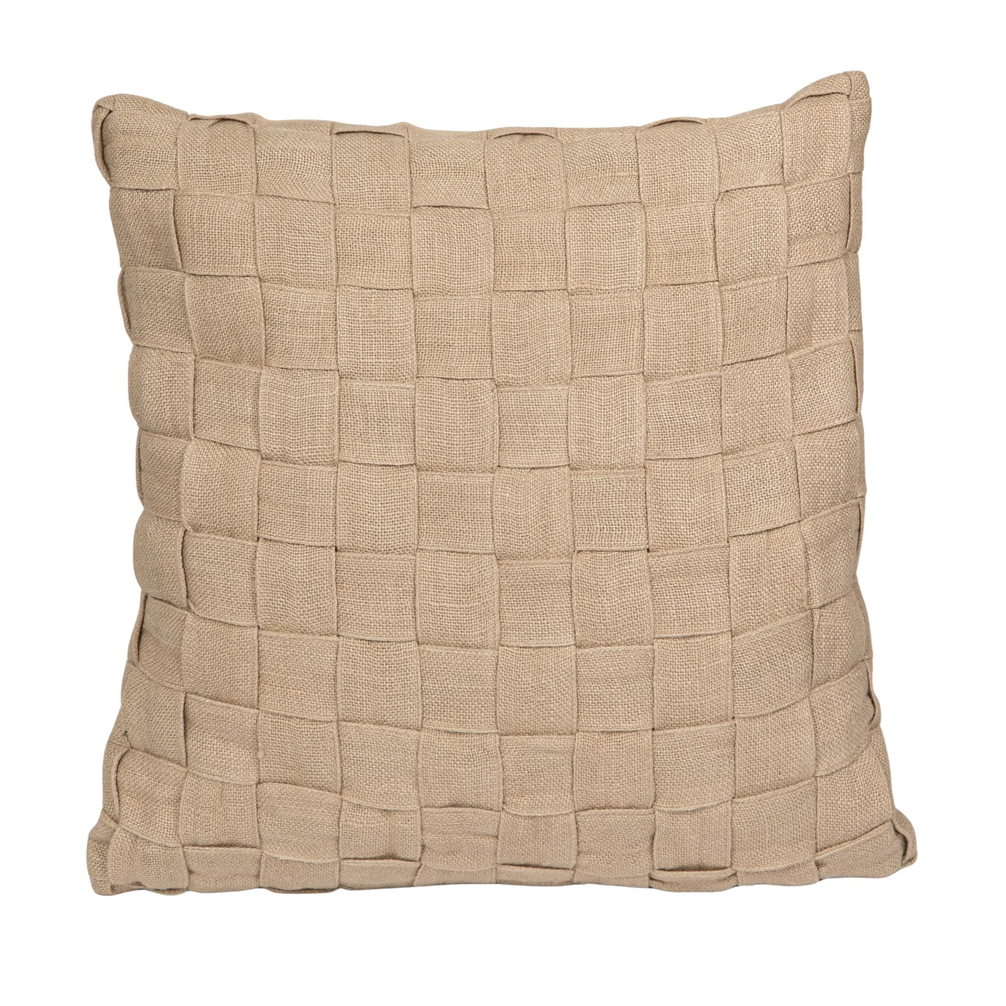 Creative Co-Op Woven Jute and Cotton Pillow with Basket Weave, Natural | Walmart (US)