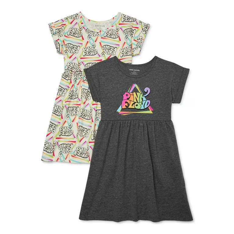 Pink Floyd Girls’ Play Dress with Short Sleeves, 2-Pack, Sizes 4-16 | Walmart (US)