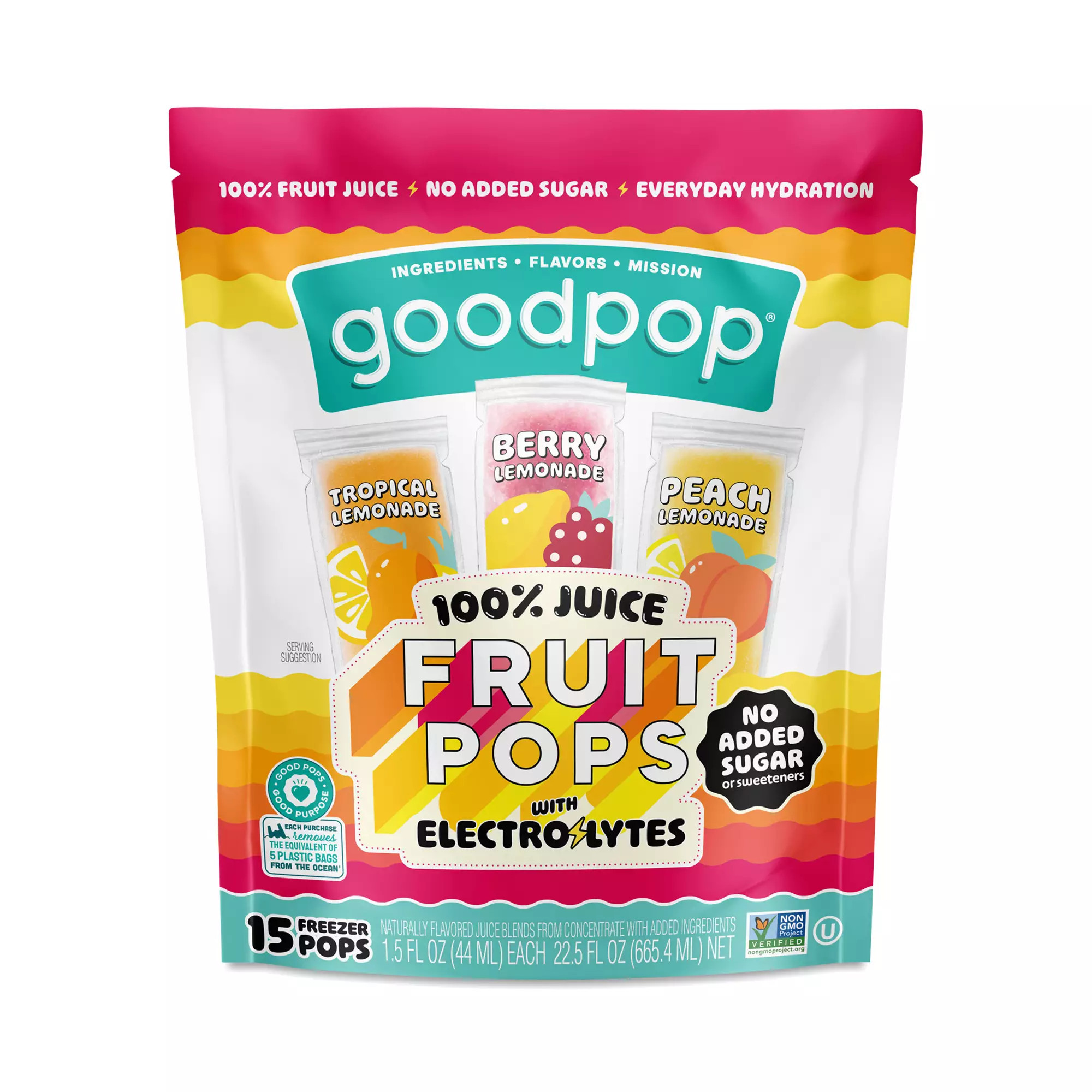 GoodPop Juice Pops With Electrolytes, Variety Pack 15 count bag | Thrive Market