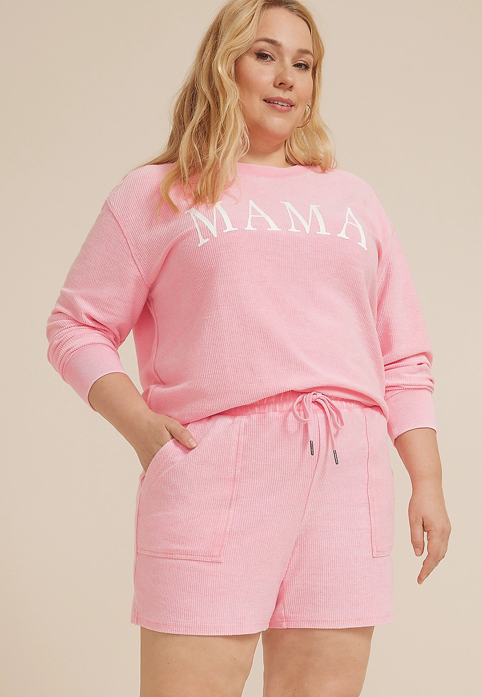 Plus Size Corded Ribbed High Rise 5in Short | Maurices