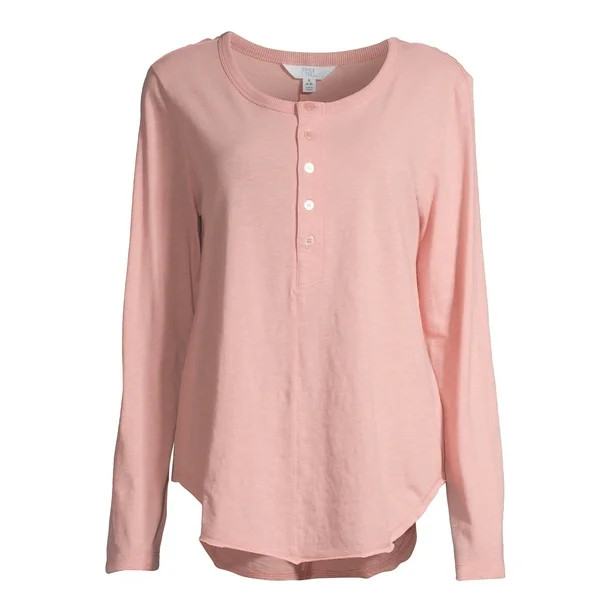 Time and Tru Women's Long Sleeve Slub Jersey Henley | Walmart (US)
