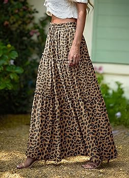 Lepunuo Womens Casual Boho High Waisted Flowy Maxi Skirts Trendy Floral Cute Long Skirts with Poc... | Amazon (US)