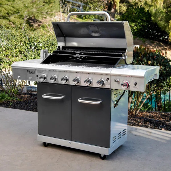 Nexgrill Deluxe 6-Burner Propane Gas Grill In Slate With Ceramic Searing Side Burner And Rotisser... | Wayfair North America