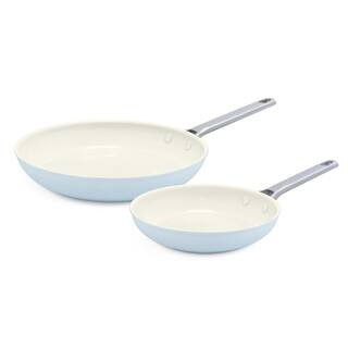 GreenPan Padova 2-Piece Aluminum Ceramic Nonstick Frying Pan Set in Light Blue CC000385-001 | The Home Depot