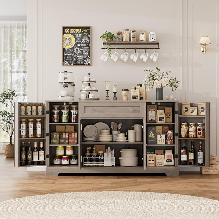 HITHOS 54" Buffet Cabinet with Storage, Modern Kitchen Buffet Sideboard with Drawer, Wood Coffee ... | Amazon (US)