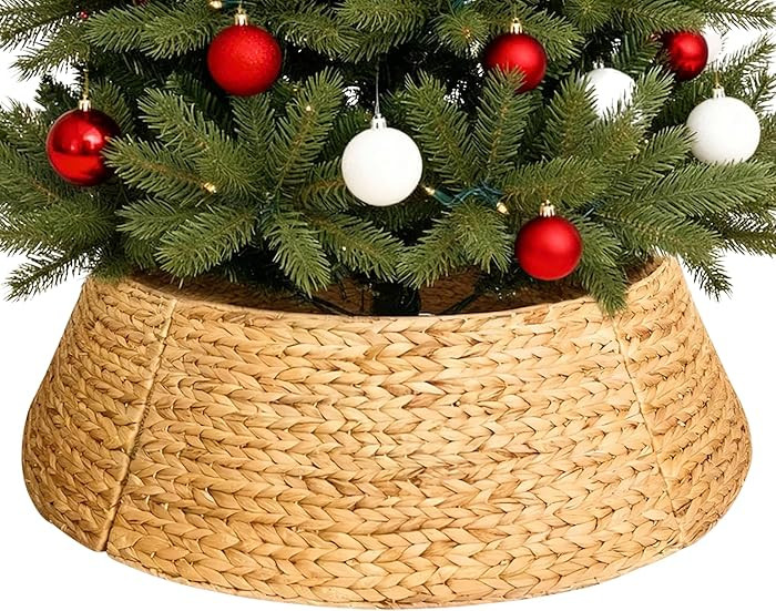 42" Wicker Christmas Tree Collar for Artificial Trees, Tree Basket Skirt for 9ft, Farmhouse Base ... | Amazon (US)