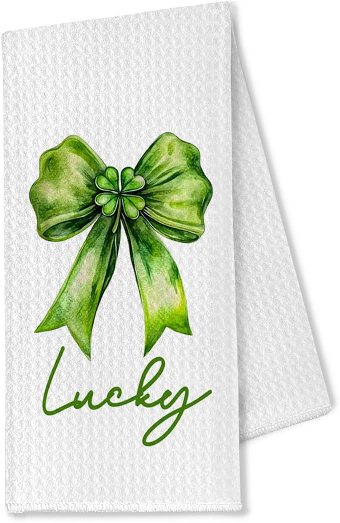 Coquette Green Bow St Patrick's Day Hand Towels, St Patrick's Day Kitchen Towels, St Patrick's Da... | Amazon (US)