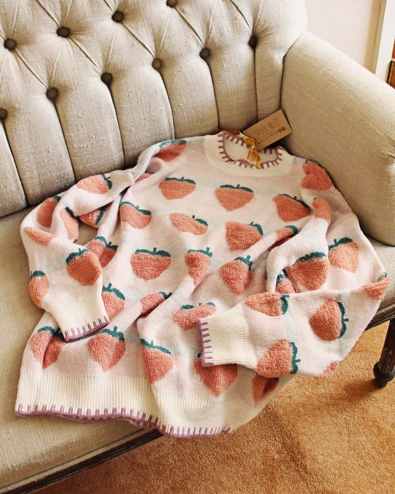 Sweet Strawberry Cozy Knit Hygge Soft & Cuddly Retro Vintage - Etsy | Etsy (US)