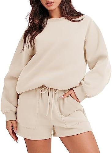 ANRABESS Women 2 Piece Outfits Sweat Shorts Sets 2025 Oversized Casual Lounge Matching Set Sweats... | Amazon (US)