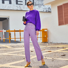 Split Hem Buckle Belted Wide Leg Pants | SHEIN