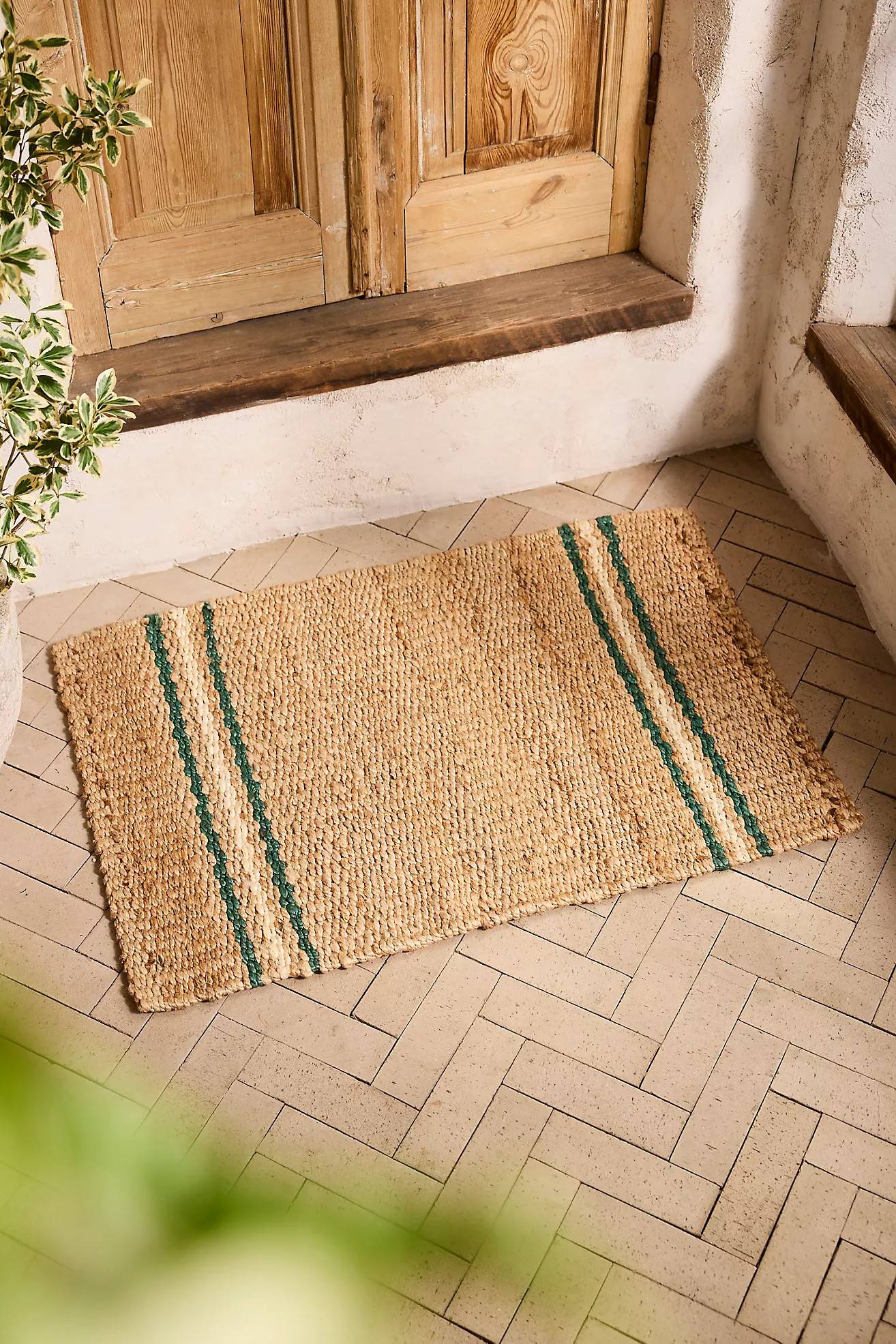 Cottage Stripe Jute Doormat | Anthropologie (US)