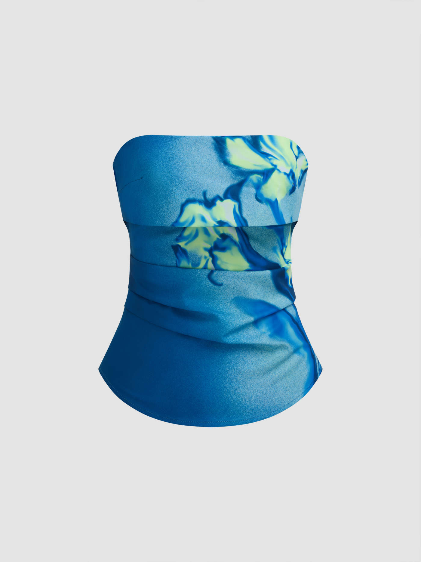 Floral Gradient Ruched Zipper Tube Top | Cider