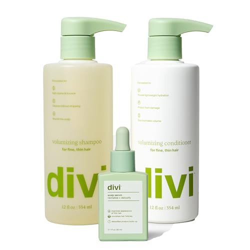 Divi Volumizing Starter Bundle for Women and Men - Includes Volumizing Shampoo, Conditioner, and Scalp Serum for Healthy, Fuller Hair - Lightweight Hair Care for Fine and Thinning Hair, 3-Piece Set | Amazon (US)