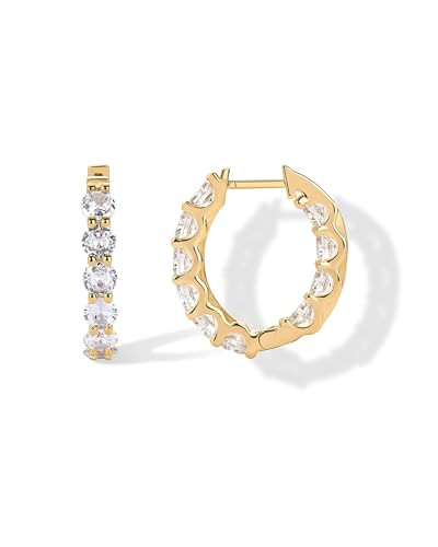 PAVOI 14K Gold Plated Cubic Zirconia Hoop Earrings for Women - Bridal CZ Hoop Earrings with Simul... | Amazon (US)