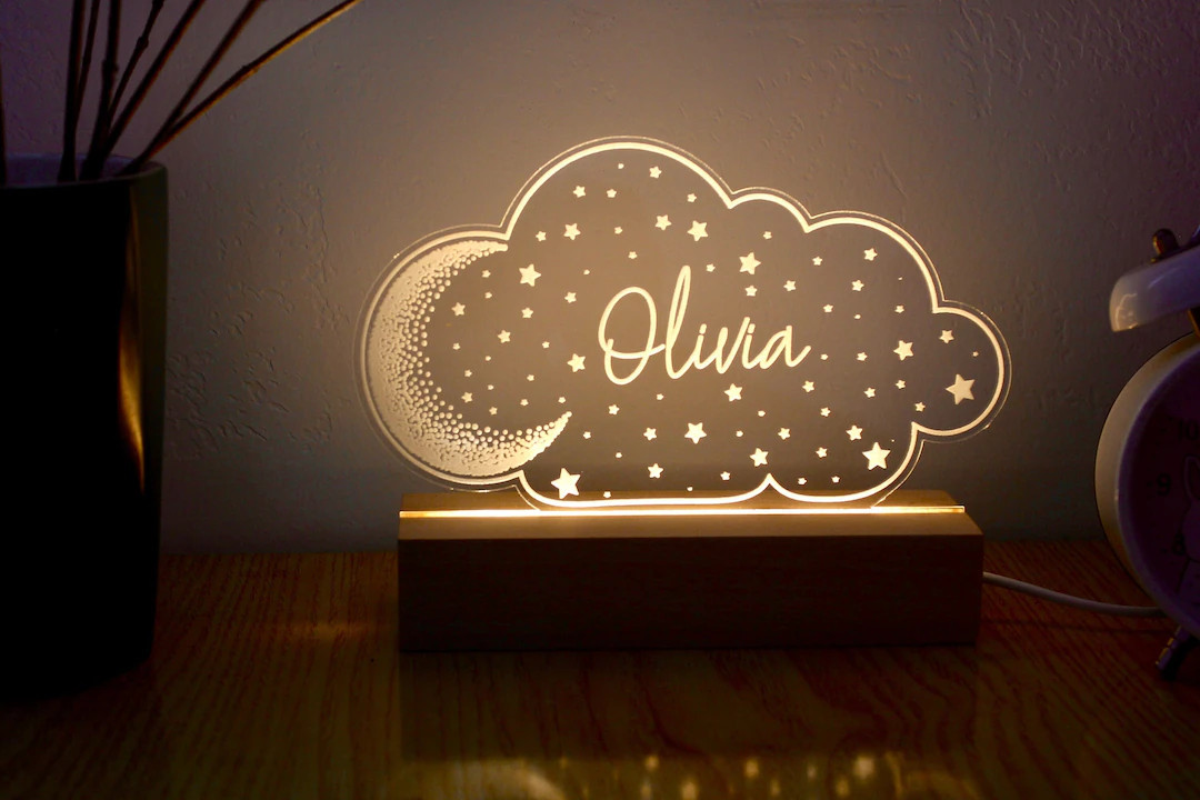 Custom Night Light Moon and Star With Name, Nursery Decor, Anniversary Gift, Kids Room Decor, New... | Etsy ROW