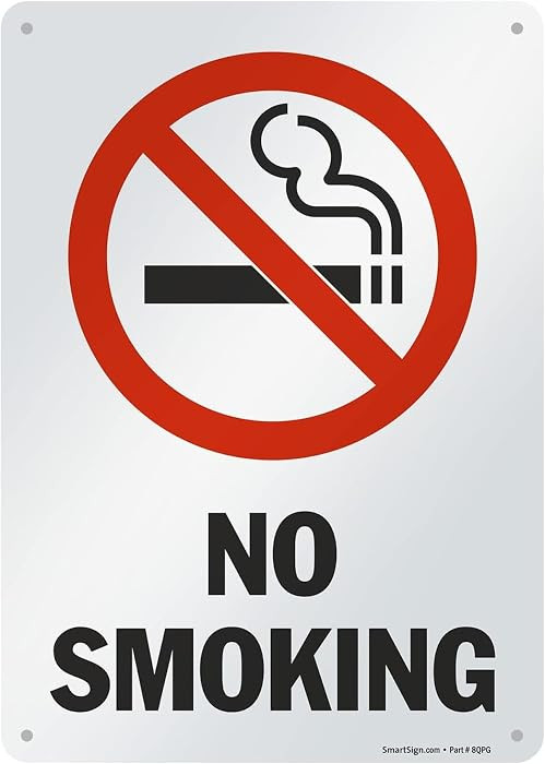 SmartSign Aluminum Sign, Legend "No Smoking" with Graphic, 14" high x 10" wide, Black/Red on Whit... | Amazon (US)