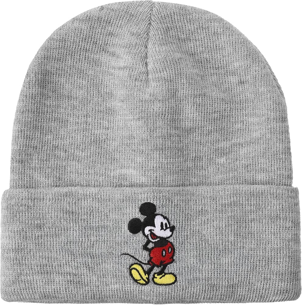 Mickey Mouse Mickey Embroidery Heather Gray Acrylic Knit Standard Cuff Beanie | Amazon (US)