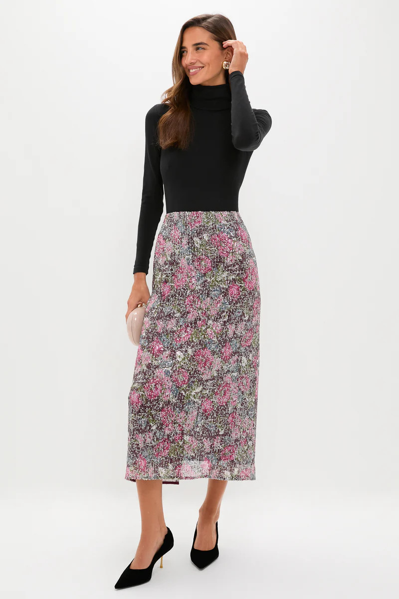 Floral Sequin McKey Midi Skirt | Tuckernuck (US)