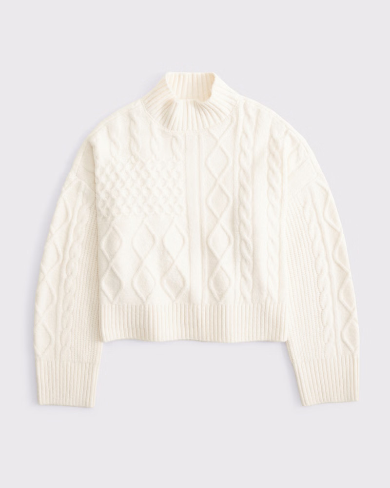 Easy Cable-Knit Mockneck Sweater | Abercrombie & Fitch (US)