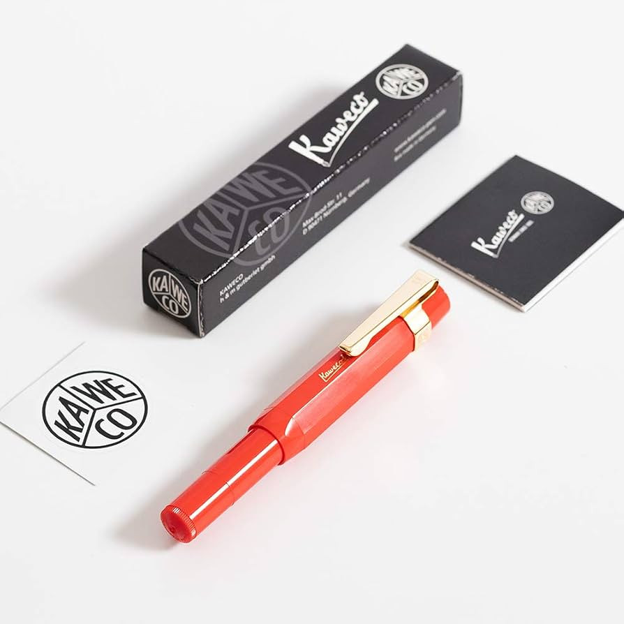 Kaweco Sport Classic Fountain Pen Red, Fine Nib Sport Octagonal Clip Gold | Amazon (US)