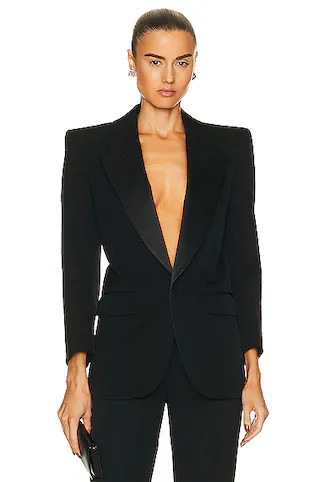 Saint Laurent Blazer in Noir | FWRD | FWRD 